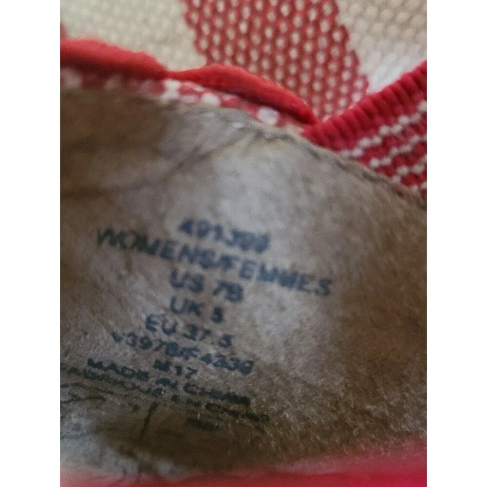lands' end red & white striped elastic strap espadrilles size 7